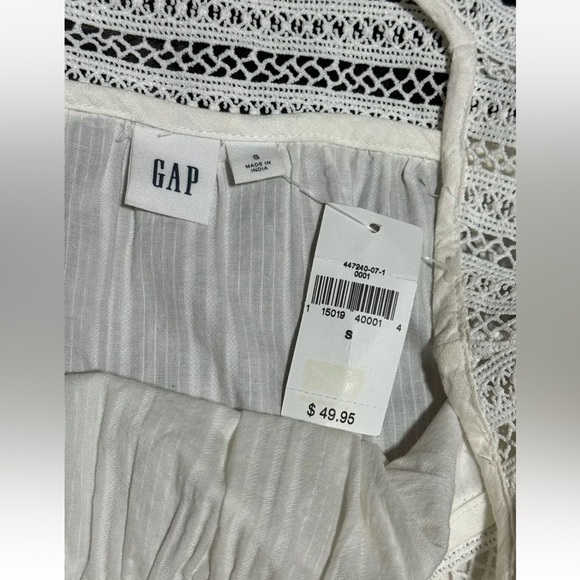 Gap Women S White Cotton Crochet Top Peasant Blouse - Picture 3 of 9